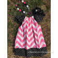 black polka dot hot pink chevron pillow dress girl dress peasant dress with headband and necklace